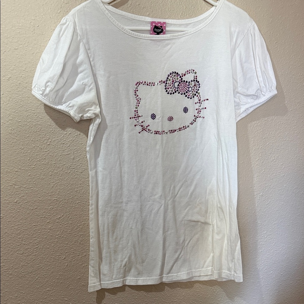 Hello Kitty White Tee with Rhinestone Graphic